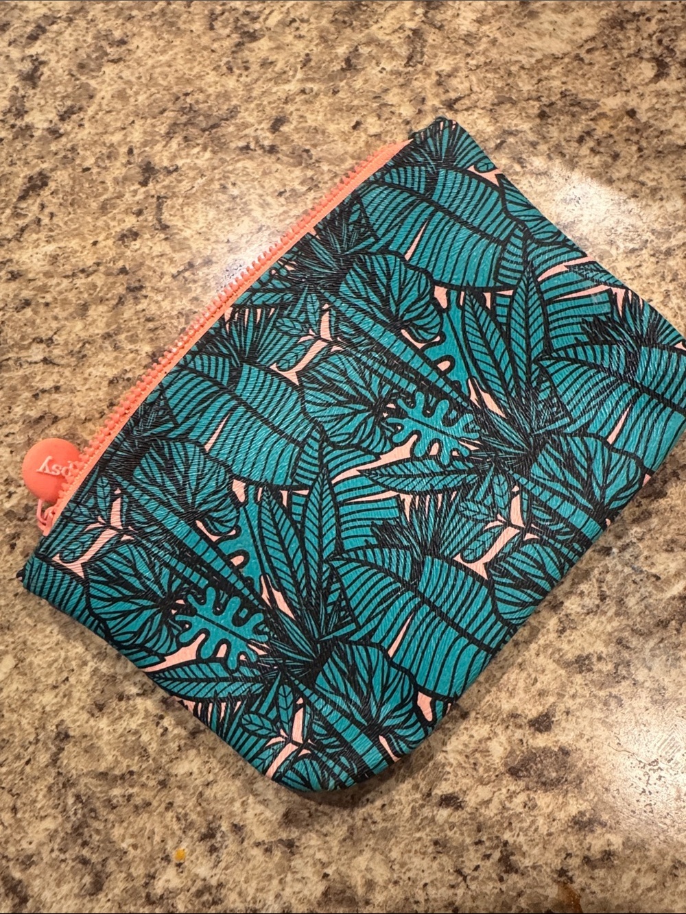 Ipsy Tropical Leaf Print Zip Pouch